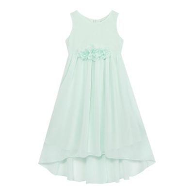 Girls' green floral applique dress